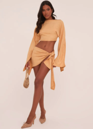 Tie Side Mini Skirt Dark Yellow