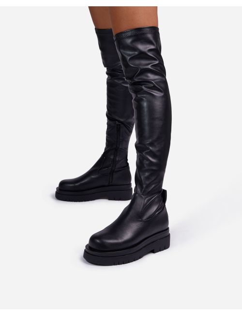 wedge over the knee high boots