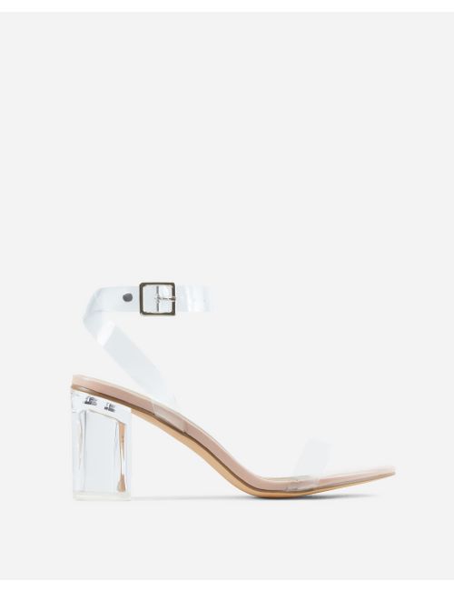 wide foot clear block heels